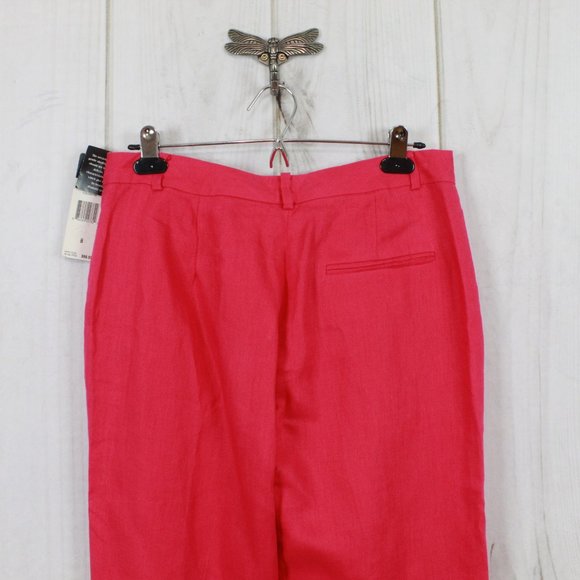 NWT CHAPS Pool Side Pink Linen Flat Front Lined Dress Pants Size 8 - Picture 7 of 11